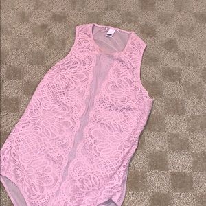 victoria’s secret pink lace body suit
